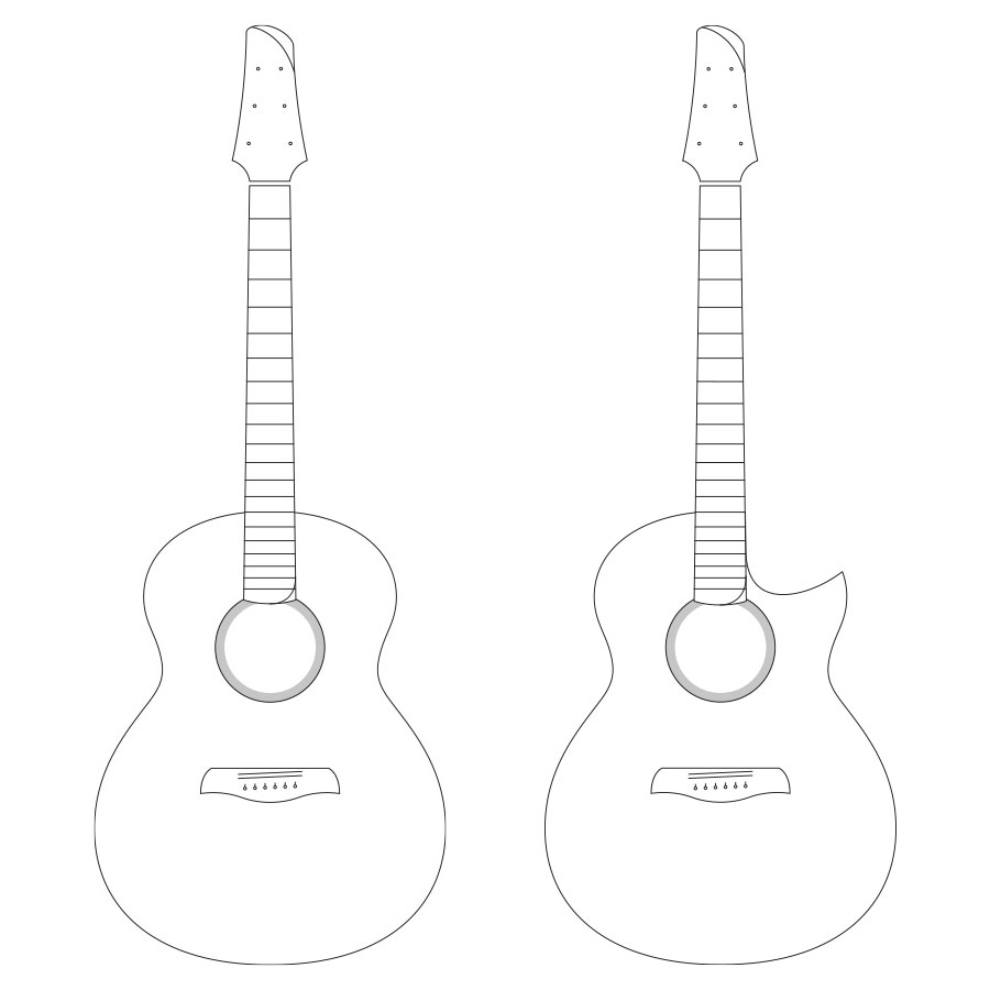 JT-OM medium sized acoustic guitar cutaway
